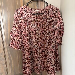 Maurices Pink and Brown Ruffled Blouse
